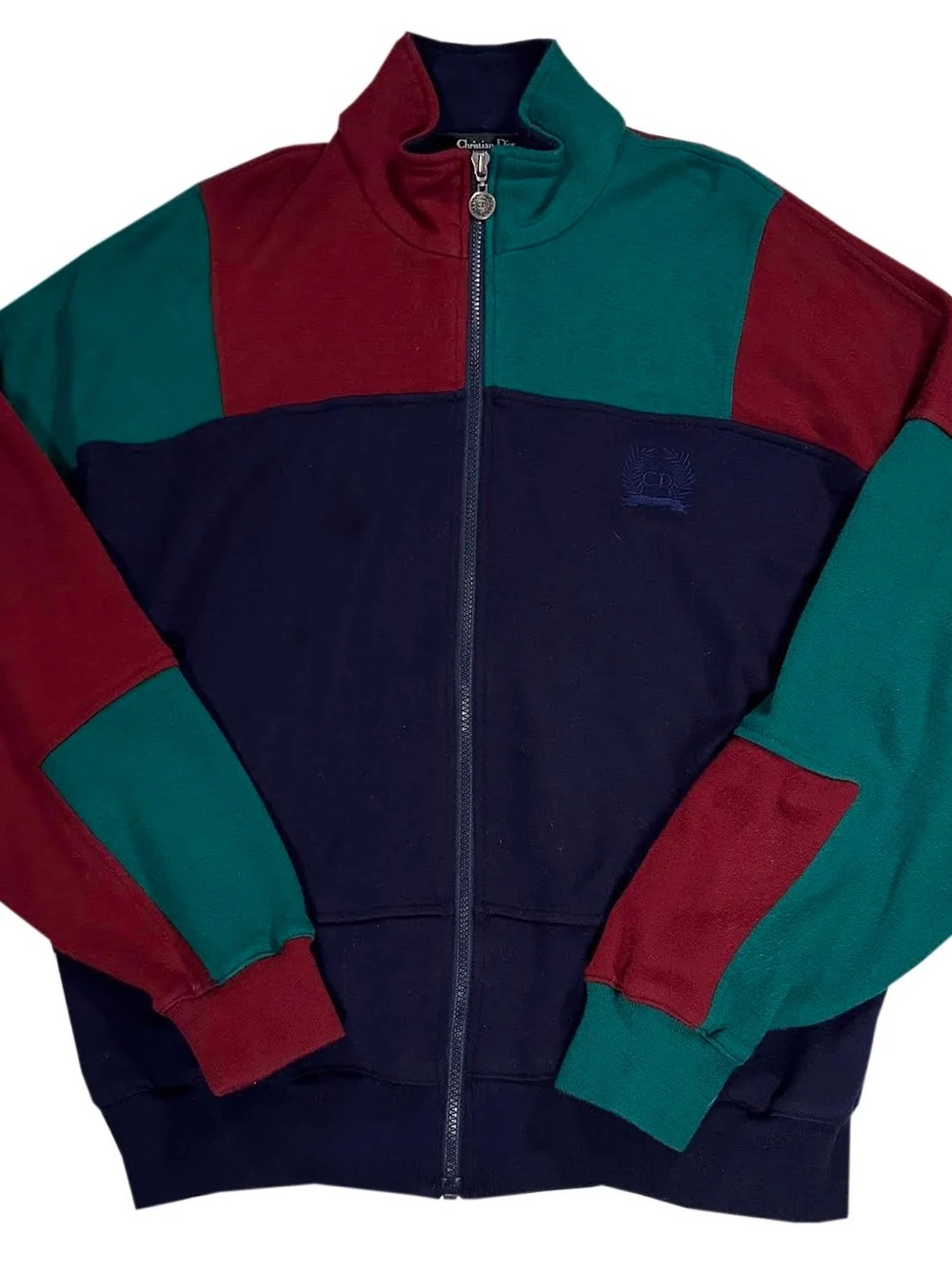 Vintage Christian Dior Colorblock Full Zip Sweatshirt (Size XL)